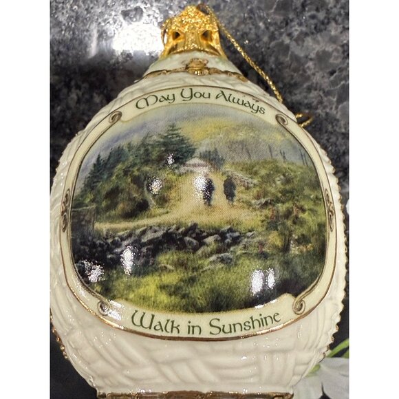 Irish Blessing Porcelain Ornament With Gold Accents & Scenic Design - Picture 6 of 10